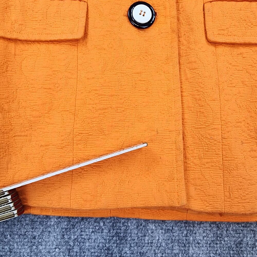 Vintage Teri Jon Rickie Freeman Blazer Womens 4 Orange Floral Inlay Short Sleeve - Picture 13 of 16